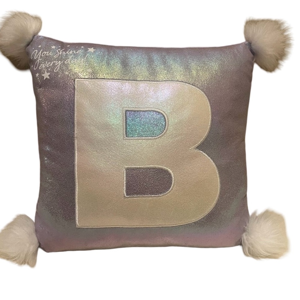 Justice lavender letter B pillow